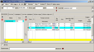 Списання по меню