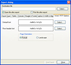 Закладка Word/RTF Options.