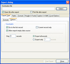 Опції експортування даних