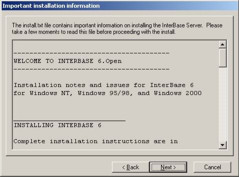 Початок установки Interbase