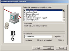 Встановлювані компоненти Interbase